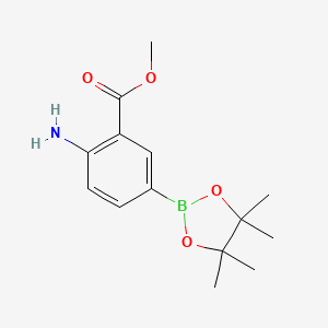 Chemical structure of 4-Amino-3-methoxycarbonylphenylboronic Acid Pinacol Ester