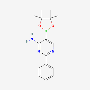 Chemical structure of 4-Amino-2-phenylpyrimidine-5-boronic acid pinacol ester