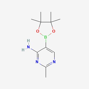 Chemical structure of 4-Amino-2-methylpyrimidine-5-boronic acid pinacol ester