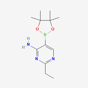 Chemical structure of 4-Amino-2-ethylpyrimidine-5-boronic acid pinacol ester