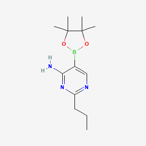 Chemical structure of 4-Amino-2-(n-propyl)pyrimidine-5-boronic acid pinacol ester