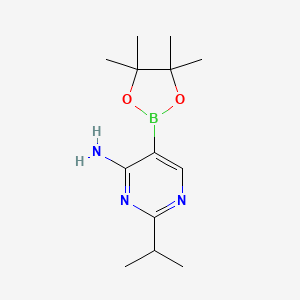 Chemical structure of 4-Amino-2-(iso-propyl)pyrimidine-5-boronic acid pinacol ester