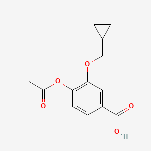 Chemical structure of 4-Acetoxy-3-(cyclopropylmethoxy)benzoic acid