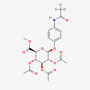 Chemical structure of 4-Acetamidophenyl-d3-2,3,4-tri-O-acetyl-β-D-glucuronide, Methyl Ester
