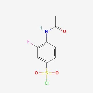 Chemical structure of 4-Acetamido-3-fluorobenzene-1-sulfonyl chloride