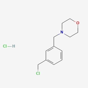 Chemical structure of 4-{[3-(chloromethyl)phenyl]methyl}morpholine hydrochloride