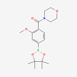 Chemical structure of 4-{[2-Methoxy-4-(tetramethyl-1,3,2-dioxaborolan-2-yl)phenyl]carbonyl}morpholine