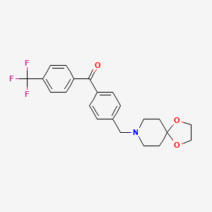 Chemical structure of 4'-[8-(1,4-dioxa-8-azaspiro[4.5]decyl)methyl]-4-trifluoromethylbenzophenone