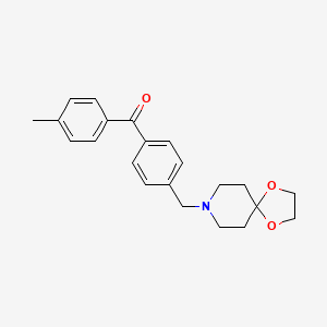 Chemical structure of 4'-[8-(1,4-dioxa-8-azaspiro[4.5]decyl)methyl]-4-methyl benzophenone