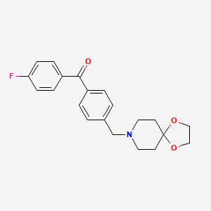 Chemical structure of 4'-[8-(1,4-dioxa-8-azaspiro[4.5]decyl)methyl]-4-fluorobenzophenone
