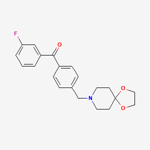 Chemical structure of 4'-[8-(1,4-dioxa-8-azaspiro[4.5]decyl)methyl]-3-fluorobenzophenone