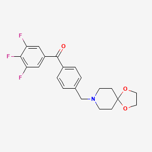 Chemical structure of 4'-[8-(1,4-dioxa-8-azaspiro[4.5]decyl)methyl]-3,4,5-trifluorobenzophenone