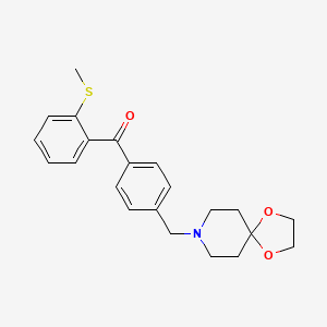 Chemical structure of 4'-[8-(1,4-dioxa-8-azaspiro[4.5]decyl)methyl]-2-thiomethyl benzophenone
