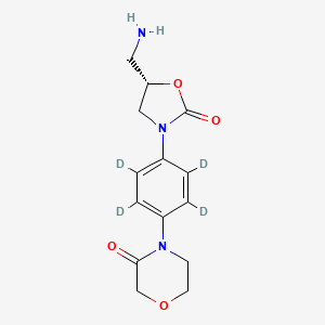 Chemical structure of 4-[4-[(5S)-5-(Aminomethyl)-2-oxo-3-oxazolidinyl]phenyl]-3-morpholinone-d4