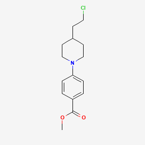 Chemical structure of 4-[4-(2-Chloroethyl)-1-piperidinyl] benzoic acid methyl ester