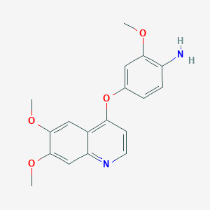 Chemical structure of 4-((6,7-Dimethoxyquinolin-4-yl)oxy)-2-methoxyaniline