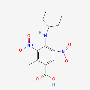Chemical structure of 2-Methyl-3,5-dinitro-4-[(pentan-3-yl)amino]benzoic acid