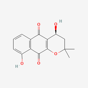 Chemical structure of 4,9-Dihydroxy-α-lapachone