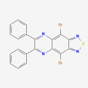 Chemical structure of 4,9-Dibromo-6,7-diphenyl-[1,2,5]thiadiazolo[3,4-g]quinoxaline