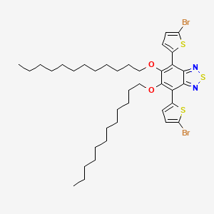 Chemical structure of 4,7-bis(5-bromothiophen-2-yl)-5,6-bis(dodecyloxy)benzo[c][1,2,5]thiadiazole