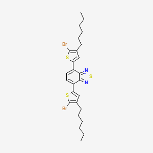 Chemical structure of 4,7-Bis(5-bromo-4-hexylthiophen-2-yl)benzo[c][1,2,5]thiadiazole