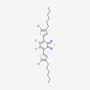 Chemical structure of 4,7-Bis(5-bromo-4-hexylthiophen-2-yl)-5,6-difluorobenzo[c][1,2,5]thiadiazole