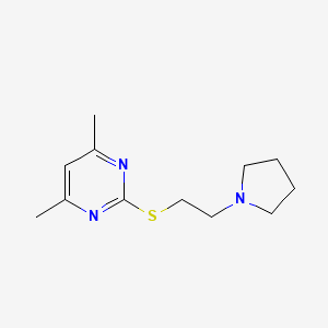 Chemical structure of 4,6-Dimethyl-2-((2-(pyrrolidin-1-yl)ethyl)thio)pyrimidine