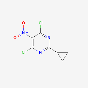 Chemical structure of 4,6-Dichloro-2-cyclopropyl-5-nitropyrimidine