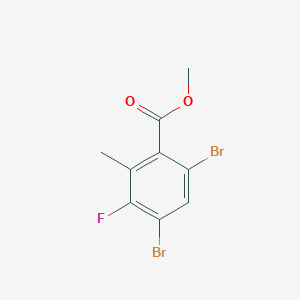 Chemical structure of 4,6-Dibromo-3-fluoro-2-methyl-benzoic acid methylester