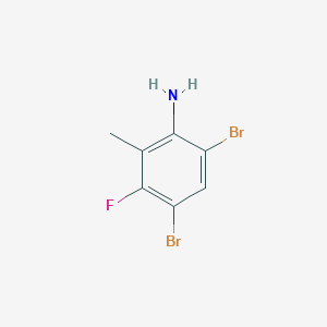 Chemical structure of 4,6-Dibromo-3-fluoro-2-methylaniline