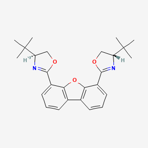 Chemical structure of 4,6-Bis((S)-4-(tert-butyl)-4,5-dihydrooxazol-2-yl)dibenzo[b,d]furan
