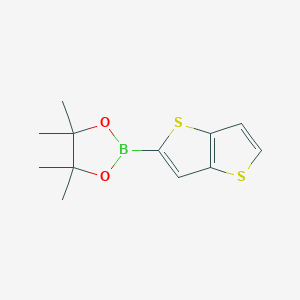Chemical structure of 4,4,5,5-Tetramethyl-2-(thieno[3,2-b]thiophen-2-yl)-1,3,2-dioxaborolane