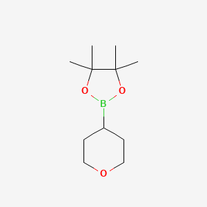 Chemical structure of 4,4,5,5-Tetramethyl-2-(oxan-4-yl)-1,3,2-dioxaborolane