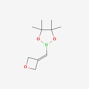 Chemical structure of 4,4,5,5-tetramethyl-2-(oxetan-3-ylidenemethyl)-1,3,2-dioxaborolane
