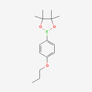 Chemical structure of 4,4,5,5-Tetramethyl-2-(4-propoxyphenyl)-1,3,2-dioxaborolane