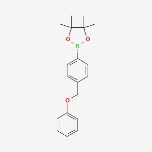 Chemical structure of 4,4,5,5-Tetramethyl-2-(4-phenoxymethyl-phenyl)-[1,3,2]dioxaborolane