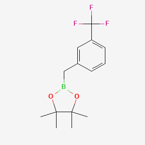 Chemical structure of 4,4,5,5-Tetramethyl-2-(3-(trifluoromethyl)benzyl)-1,3,2-dioxaborolane