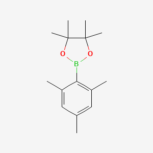 Chemical structure of 4,4,5,5-Tetramethyl-2-(2,4,6-trimethylphenyl)-1,3,2-dioxaborolane