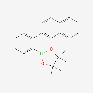 Chemical structure of 4,4,5,5-Tetramethyl-2-(2-(naphthalen-2-yl)phenyl)-1,3,2-dioxaborolane