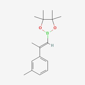Chemical structure of 4,4,5,5-tetramethyl-2-(2-(m-tolyl)prop-1-en-1-yl)-1,3,2-dioxaborolane