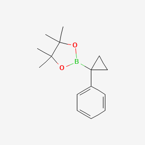 Chemical structure of 4,4,5,5-tetramethyl-2-(1-phenylcyclopropyl)-1,3,2-dioxaborolane