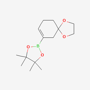 Chemical structure of 4,4,5,5-Tetramethyl-2-(1,4-dioxaspiro-[4.5]dec-7-en-7-yl)-1,3,2-dioxaborolane