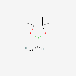 Chemical structure of 4,4,5,5-Tetramethyl-2-((E)-propenyl)[1,3,2]dioxaborolane
