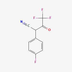 Chemical structure of 4,4,4-Trifluoro-2-(4-fluorophenyl)-3-oxobutanenitrile