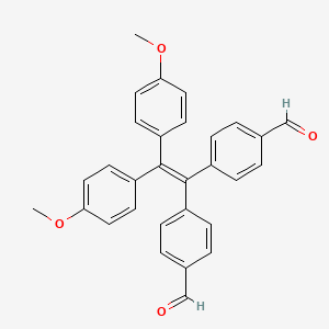 Chemical structure of 4,4'-(2,2-Bis(4-methoxyphenyl)ethene-1,1-diyl)dibenzaldehyde