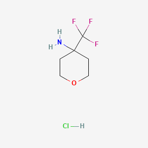 Chemical structure of 4-(Trifluoromethyl)oxan-4-amine hydrochloride