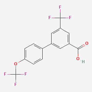 Chemical structure of 4'-(Trifluoromethoxy)-5-(trifluoromethyl)-[1,1'-biphenyl]-3-carboxylic acid