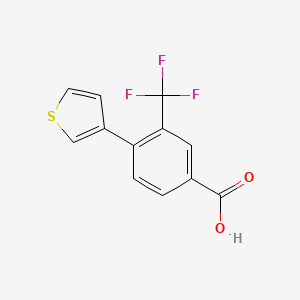 Chemical structure of 4-(Thiophen-3-yl)-3-(trifluoromethyl)benzoic acid