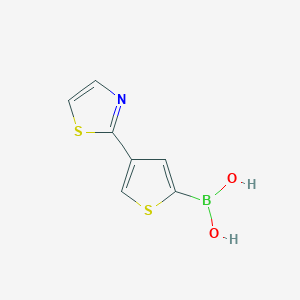 Chemical structure of 4-(2-Thiazolyl)thiophene-2-boronic Acid