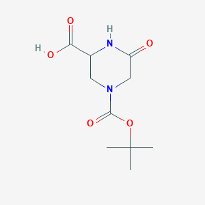 Chemical structure of 4-(tert-Butoxycarbonyl)-6-oxopiperazine-2-carboxylic acid